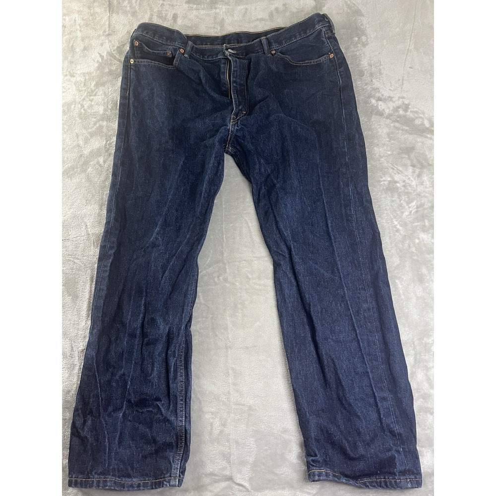 Levi's 505 Jeans Men 42x30 Dark Wash Straight Leg Denim Red Tab Classic Blue